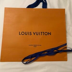 Louis Vuitton Orange Shopping Bag with Blue Ribbon